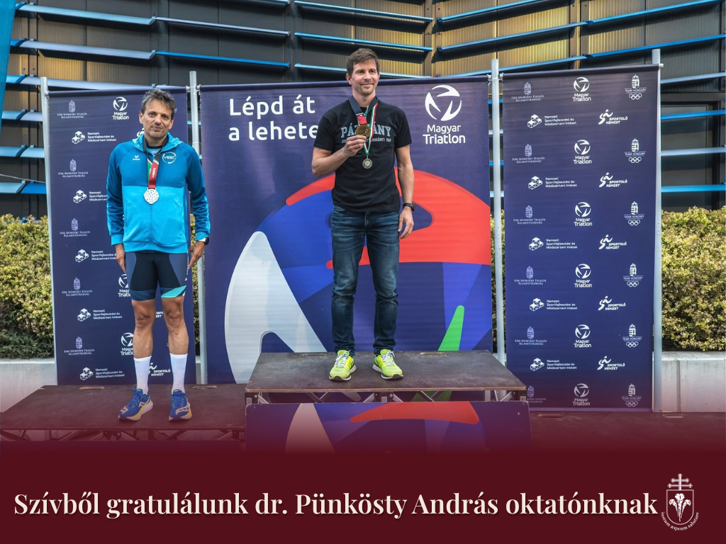 Dr. Pünkösty András férfi oktatói kategóriában megnyerte a Triatlon Magyar Egyetemi - Főiskolai Országos Bajnokságot
